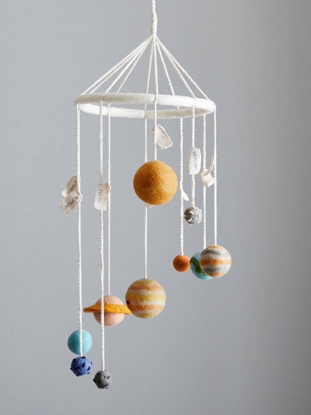 Pottery Barn Kids Felt Solar System Mobile - White, Orange, Blue, Yellow